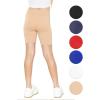 imageSTRETCH IS COMFORT Girls Cotton Stretch High Waisted Leggings and High Waist Biker Shorts Two Lengths to Choose  Size 414Beige