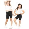 imageSTRETCH IS COMFORT Girls Cotton Stretch High Waisted Leggings and High Waist Biker Shorts Two Lengths to Choose  Size 414Black