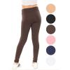 imageSTRETCH IS COMFORT Girls Cotton Stretch High Waisted Leggings and High Waist Biker Shorts Two Lengths to Choose  Size 414Brown