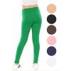 imageSTRETCH IS COMFORT Girls Cotton Stretch High Waisted Leggings and High Waist Biker Shorts Two Lengths to Choose  Size 414Kelly Green