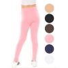 imageSTRETCH IS COMFORT Girls Cotton Stretch High Waisted Leggings and High Waist Biker Shorts Two Lengths to Choose  Size 414Light Pink