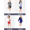 imageSTRETCH IS COMFORT Girls Cotton Stretch High Waisted Leggings and High Waist Biker Shorts Two Lengths to Choose  Size 414Navy Blue