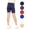 imageSTRETCH IS COMFORT Girls Cotton Stretch High Waisted Leggings and High Waist Biker Shorts Two Lengths to Choose  Size 414Navy Blue