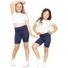 imageSTRETCH IS COMFORT Girls Cotton Stretch High Waisted Leggings and High Waist Biker Shorts Two Lengths to Choose  Size 414Navy Blue