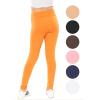 imageSTRETCH IS COMFORT Girls Cotton Stretch High Waisted Leggings and High Waist Biker Shorts Two Lengths to Choose  Size 414Orange