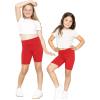 imageSTRETCH IS COMFORT Girls Cotton Stretch High Waisted Leggings and High Waist Biker Shorts Two Lengths to Choose  Size 414Red