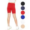 imageSTRETCH IS COMFORT Girls Cotton Stretch High Waisted Leggings and High Waist Biker Shorts Two Lengths to Choose  Size 414Red