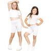 imageSTRETCH IS COMFORT Girls Cotton Stretch High Waisted Leggings and High Waist Biker Shorts Two Lengths to Choose  Size 414White