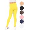 imageSTRETCH IS COMFORT Girls Cotton Stretch High Waisted Leggings and High Waist Biker Shorts Two Lengths to Choose  Size 414Yellow