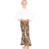 imageSTRETCH IS COMFORT Girls Stretch Bell Bottoms Flare Pants Little  Big Kid Ruffle Bootcut Leggings  Sizes 214Brown Cheetah