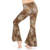 imageSTRETCH IS COMFORT Girls Stretch Bell Bottoms Flare Pants Little  Big Kid Ruffle Bootcut Leggings  Sizes 214Brown Cheetah