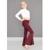 imageSTRETCH IS COMFORT Girls Stretch Bell Bottoms Flare Pants Little  Big Kid Ruffle Bootcut Leggings  Sizes 214Burgundy
