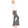 imageSTRETCH IS COMFORT Girls Stretch Bell Bottoms Flare Pants Little  Big Kid Ruffle Bootcut Leggings  Sizes 214Checkered Black and White