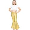 imageSTRETCH IS COMFORT Girls Stretch Bell Bottoms Flare Pants Little  Big Kid Ruffle Bootcut Leggings  Sizes 214Mystique Gold