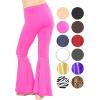imageSTRETCH IS COMFORT Girls Stretch Bell Bottoms Flare Pants Little  Big Kid Ruffle Bootcut Leggings  Sizes 214Neon Hot Pink