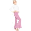 imageSTRETCH IS COMFORT Girls Stretch Bell Bottoms Flare Pants Little  Big Kid Ruffle Bootcut Leggings  Sizes 214Pink Gingham