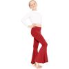 imageSTRETCH IS COMFORT Girls Stretch Bell Bottoms Flare Pants Little  Big Kid Ruffle Bootcut Leggings  Sizes 214Red