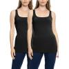 imageSTRETCH IS COMFORT Womens Oh So Soft Cropped and Long Length Tank Top  Small  5XBlack 2 Pack