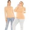 imageSTRETCH IS COMFORT Womens and Plus Oh So Soft Long Sleeve Scoop Neck TopBeige