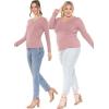 imageSTRETCH IS COMFORT Womens and Plus Oh So Soft Long Sleeve VNeck Tee Shirt  Small  3XMauve