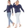 imageSTRETCH IS COMFORT Womens and Plus Oh So Soft Long Sleeve VNeck Tee Shirt  Small  3XNavy Blue