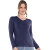 imageSTRETCH IS COMFORT Womens and Plus Oh So Soft Long Sleeve VNeck Tee Shirt  Small  3XNavy Blue
