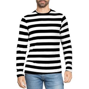 imageSTRETCH IS COMFORT Boys and Mens Oh So Soft Long Sleeve Top  Youth SAdult 3XBlack White Stripes