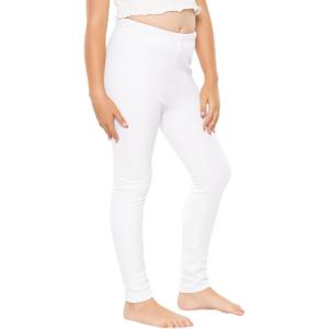 imageSTRETCH IS COMFORT Girls Cotton Footless Leggings  Stretchy  Size 216White Fleece