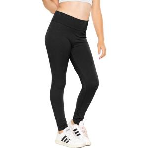 imageSTRETCH IS COMFORT Girls Cotton Stretch High Waisted Leggings and High Waist Biker Shorts Two Lengths to Choose  Size 414Black