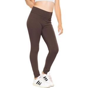 imageSTRETCH IS COMFORT Girls Cotton Stretch High Waisted Leggings and High Waist Biker Shorts Two Lengths to Choose  Size 414Brown