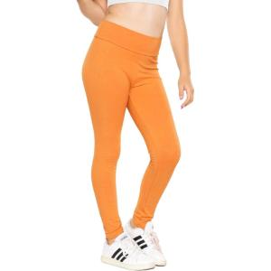 imageSTRETCH IS COMFORT Girls Cotton Stretch High Waisted Leggings and High Waist Biker Shorts Two Lengths to Choose  Size 414Orange