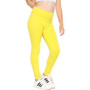 imageSTRETCH IS COMFORT Girls Cotton Stretch High Waisted Leggings and High Waist Biker Shorts Two Lengths to Choose  Size 414Yellow