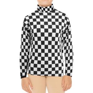 imageSTRETCH IS COMFORT Girls Oh So Soft Long Sleeve Turtleneck  Youth Size 216Checkered Black and White