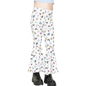 imageSTRETCH IS COMFORT Girls Stretch Bell Bottoms Flare Pants Little  Big Kid Ruffle Bootcut Leggings  Sizes 214Butterfly