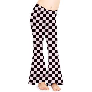 imageSTRETCH IS COMFORT Girls Stretch Bell Bottoms Flare Pants Little  Big Kid Ruffle Bootcut Leggings  Sizes 214Checkered Black and White