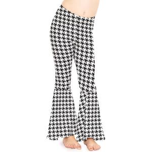 imageSTRETCH IS COMFORT Girls Stretch Bell Bottoms Flare Pants Little  Big Kid Ruffle Bootcut Leggings  Sizes 214Houndstooth