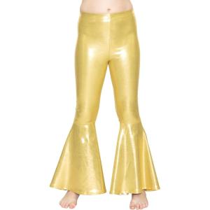 imageSTRETCH IS COMFORT Girls Stretch Bell Bottoms Flare Pants Little  Big Kid Ruffle Bootcut Leggings  Sizes 214Mystique Gold