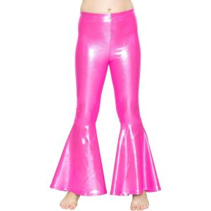 imageSTRETCH IS COMFORT Girls Stretch Bell Bottoms Flare Pants Little  Big Kid Ruffle Bootcut Leggings  Sizes 214Mystique Hot Pink