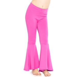 imageSTRETCH IS COMFORT Girls Stretch Bell Bottoms Flare Pants Little  Big Kid Ruffle Bootcut Leggings  Sizes 214Neon Hot Pink