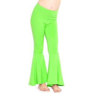 imageSTRETCH IS COMFORT Girls Stretch Bell Bottoms Flare Pants Little  Big Kid Ruffle Bootcut Leggings  Sizes 214Neon Lime