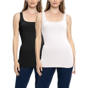 imageSTRETCH IS COMFORT Womens Oh So Soft Cropped and Long Length Tank Top  Small  5XBlack  White