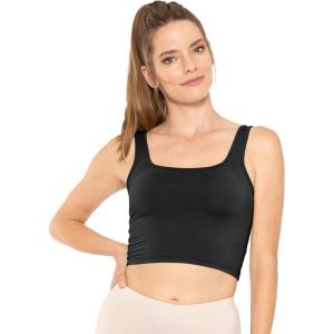 imageSTRETCH IS COMFORT Womens Oh So Soft Cropped and Long Length Tank Top  Small  5XBlack