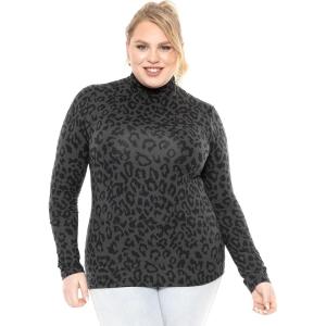 imageSTRETCH IS COMFORT Womens Plus Size Relaxed and Regular Turtleneck  XL  7XBlack Cheetah