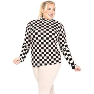 imageSTRETCH IS COMFORT Womens Plus Size Relaxed and Regular Turtleneck  XL  7XCheckered Black and White