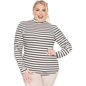 imageSTRETCH IS COMFORT Womens Plus Size Relaxed and Regular Turtleneck  XL  7XNautical Black Stripes