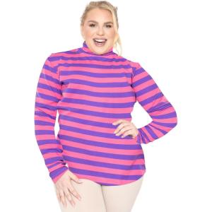 imageSTRETCH IS COMFORT Womens Plus Size Relaxed and Regular Turtleneck  XL  7XPink Purple Stripes