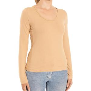 imageSTRETCH IS COMFORT Womens and Plus Oh So Soft Long Sleeve Scoop Neck TopBeige