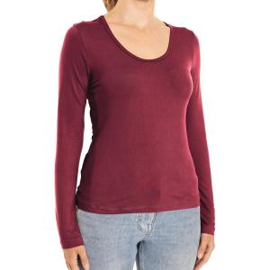 imageSTRETCH IS COMFORT Womens and Plus Oh So Soft Long Sleeve Scoop Neck TopBurgundy