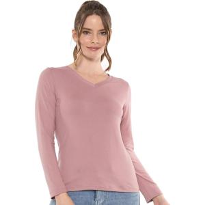 imageSTRETCH IS COMFORT Womens and Plus Oh So Soft Long Sleeve VNeck Tee Shirt  Small  3XMauve
