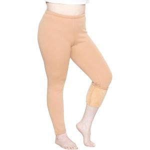 imageWomens and Plus Size KneeLength and Ankle Length LeggingsBeige Fleece